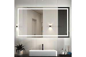 MYB 1500x800 Large Bathroom Wall Mirror with LED Lights,with Demister Pad,Touch Sensor,IP44 Rated Horizontal