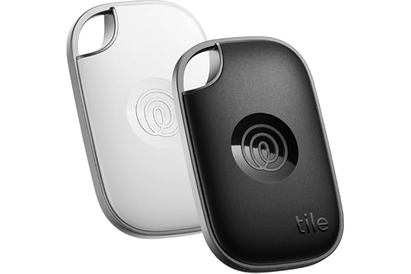 Tile by Life360 Pro - Tracker Bluetooth Puissant, détecteur de clés et localisateur d'objets pour clés, Sacs & Autres. Compatible avec iOS & Android. Tracker de téléphone. Lot de 2 (Noir/Blanc)