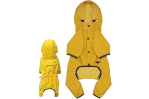 GENIKEER Impermeable para perros, ropa amarilla de protección para cachorros pequeños y medianos - Impermeable con capucha para cachorros, para razas pequeñas y medianas, invierno, Navidad, Halloween, paseos