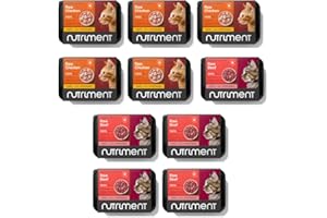NUTRIMENT RAW QUALITY RAW FOOD FOR CATS & DOGS NUTRIMENT ENHANCED ADULT CAT Raw Food(10 Tray Box) Frozen, Complete Premium Diet Wet Cat food, Gluten-Free, Raw Protein, Digestible, All breeds, Sizes, Ages-11.023 lb Mixed Variety