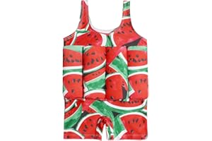 IMEKIS Ragazze e Ragazzi Costume da Bagno Galleggiante Costume da Bagno Intero con Fiori e Animali Impara a Nuotare Gilet L'allenamento con 8 Bastoncini di Galleggiamento