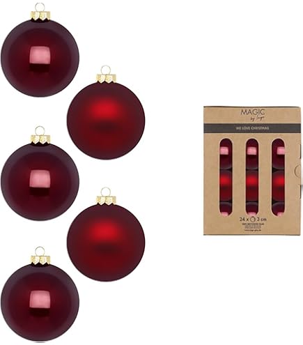 Palline di Natale in vetro, 2 cm, 25 pezzi, opache e lucide, mini palline per albero di Natale per Natale, decorazioni per albero di Natale e decorazioni per albero di Natale, colore