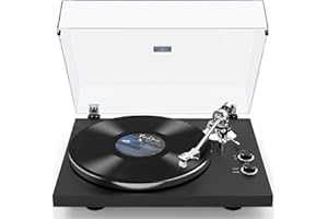 SEEYING Plattenspieler mit Riemenantrieb Bluetooth Vinyl-Schallplattenspieler 2 Geschwindigkeiten 33 oder 45 U/min mit Phono Vorverstärker Magnetkartusche und Gegengewicht Drahtlose Ausgangskonnektivität