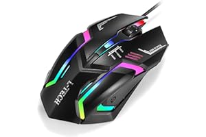 NEEDONE Mysz gamingowa z kablem do gier, komputer, USB, przewodowa, optyczna mysz z diodami RGB LED, 1600 DPI, 4 ciche przyciski myszy, odpowiednia do laptopa Mac, czarna