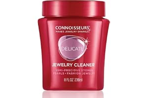 Connoisseurs Delikat smyckesrengörare – rengöringsverktyg för guld, silver, opaler, halvädelstenar och pärlor – inkluderar dippbricka och borste – 236 ml