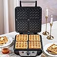 Borosil Jumbo Waffle Maker with Cool-Touch Handle and Power Indicators – Make 4 Jumbo Bread Slices at Once with Non-Stick Grilling Plates, 1100W Power (Black)