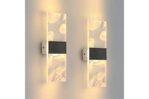 SENQIU 2 Pcs Applique Murale Interieur Led 12W, 3000K Lumière Blanche Chaude Lampe Murale Led Moderne en Acrylique Plume, Applique Murale Simple Moderne pour Chambre, Salon, Couloir, Escalier (Argent)
