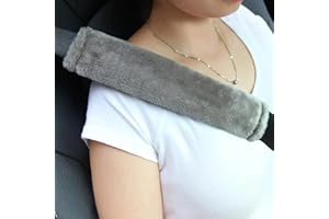 Alyphyly Soft Faux Sheepskin Seat Belt Shoulder Pad for a More Comfortable Driving, Compatible with Adults Youth Kids - Car,Carmera Backpack Straps 2 Packs,Grey