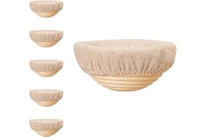 aichilra Banneton - Cesta de prueba de pan, 6 cestas pequeñas de 6 pulgadas, cesta de prueba de masa madre con ratán natural para panaderos profesionales y domésticos