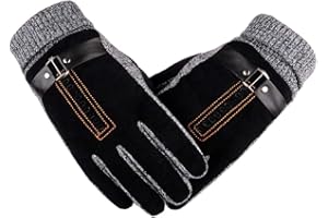 YULOONG Herrenhandschuhe Winter Touchscreen Texting Driving Dickes Wildleder Lederhandschuhe Fleece Futter