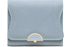 ANYWN Portfel damski z gładkiej i miękkiej sztucznej skóry, mały i w krótkim formacie, portfel damski w bardzo pięknych kolorach, z wieloma przegródkami, X-błękitny, S, Elegancki