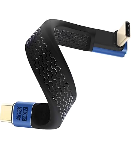 QIANRENON Cavo USB 4.0 Corto Piatto 40Gbps: Carica Rapida 100W E Video 8K! Con Chip E-Mark, Super Flessibile E Resistente (12,9 Cm)