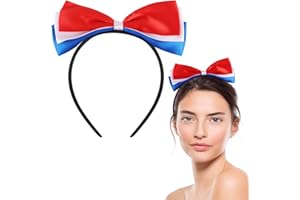 sulanmo Bandeau avec Noeud Tricolore Francais, Serre-Tête Bleu Blanc Rouge Supporter France, Accessoire de Déguisement des Femmes Filles pour Fête Nationale 14 Juillet Carnaval Fan Sportif