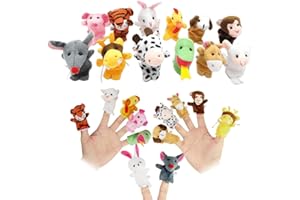 ZEPIQOR 12 Pièces Marionnette à Doigt Marionnettes à Doigts Set Mignon Peluche Poupée Bébé Doigt Poupée Jouets de marionnette à Main en Velours Bambins Éducatif Pâques Fête Fournitures（animal）