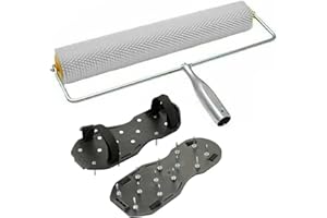 TRADE 4 YOU LTD Spiked Roller 400mm Spikes 11mm + Spiked Shoes 25mm Screed Flooring Resin Floor