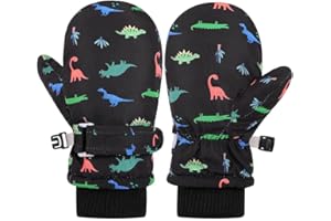 QKURT Gants de Ski pour Enfants, Gants de Neige d'hiver Imperméables, Mitaines de Snowboard Coupe-Vent, Mitaines Chaudes Doublées en Polaire pour Garçons et Filles de 0 à 8 Ans