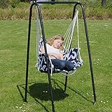 Hängesesselgestell mit Hängestuhl | Schaukel für Kinder und Erwachsene | Komplettset Metall-Gestell mit Hängesitz in Blau | für Innen und Außen - 4