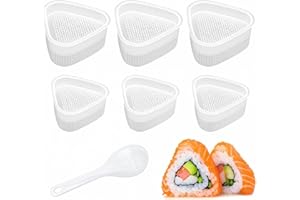 CANCYCC Onigiri Moule à sushi 6 moules triangulaires (3 grands et 3 petits), avec 1 cuillère à riz, kit à sushis à faire soi-même, outil pour les débutants à la maison