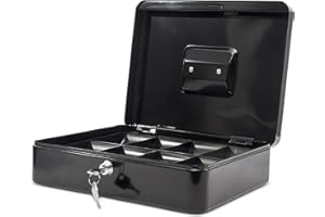 MAUL caisse monnaie en acier 30x24x8,7cm | Caisse verrouillable | Coffre cash | Insert à monnaie amovible | Caisse avec 2 clés | Idéal comme monnayeur, tirelire, tiroir caisse | Noir