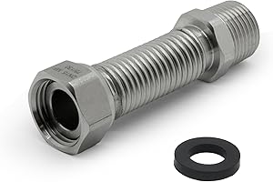 Vancoco Edelstahl-Flexrohr 1/2" Zoll Wellrohr Ausziehbar Flexibles Anschlussrohr Längenverstellbar von 75-130 mm Universelles Verbindungsrohr