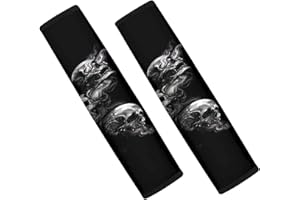 Jeiento Cool Skull Sicherheitsgurtbezug für Damen und Herren, 2 Packungen weiche Auto-Sicherheitsgurt-Pad-Abdeckung Neopren Sicherheitsgurt Schulterpolster