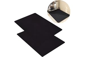 Jinsion 2 Pack Draining Mats for Kitchen Sink, 50x40cm Coffee Machine Mat, Black Drainer Mats, Quick Dry kitchen Worktop Protector, Anti Slip Drainer Mat for Kitchen Counter, Dish and Coffee Bar