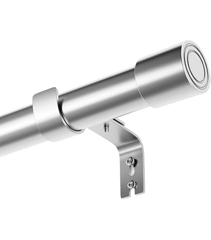 InCasa Bastone Per Tende Rettangolare 31x12 Mm - Lunghezza 140 Cm, Acciaio Satinato, Set Completo Con Supporti, Anelli E Finali, Made In Italy