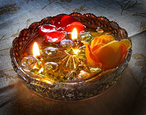 Schwimmlichter – Original Öl-Flämmchen (5 Stück + 1 m Docht + Farbset in einem Geschenkkarton) - 8