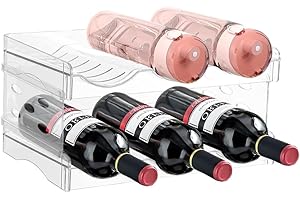 SCHYIDA Flaschenregal Stapelbar, 2 Stück Flaschenregal kunststoff Flaschenregal für Kühlschrank Kühlschrank Flaschenregal 28* 20* 14.4cm Weinflaschen Halterung Transparent Weinständer Hält 6 Flaschen