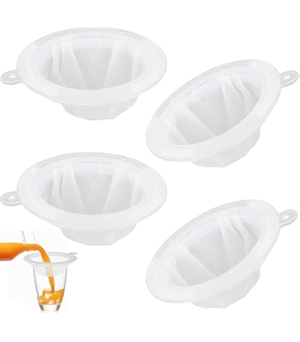 2 Pezzi Colino A Maglia Fine In Nylon Con Manico – Filtro Da Cucina 200 Mesh Per Succhi, Latte Di Soia, Caffè E Tisane (Bianco, Con Occhiello Per Appendere)