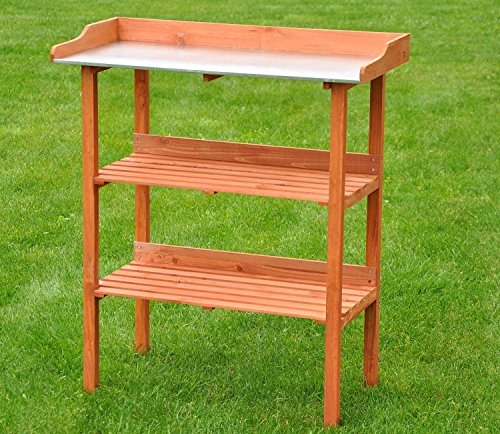 nanook „Elizabeth“ – Pflanztisch, verzinkte Arbeitsplatte, 2 Ablageflächen, wetterfest – 78 x 37 x 91 cm - 2