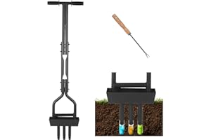 Sinbide Aireador de césped, con 3 sacanúcleos, raíl de Tierra, sacanúcleos de tapón, Aireador de césped para Patios, Suelos compactados y césped en el jardín - Herramientas manuales de jardinería