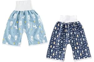 AOOPOO 2 Stück Baby Windelrock Windelhose Töpfchen Trainingshose für Kinder Töpfchentraining für Jungen Mädchen Wasserdicht Saugfähig Baby Trainerhose Kleinkind Töpfchen Hosen 0 Jahre - 8 Jahre
