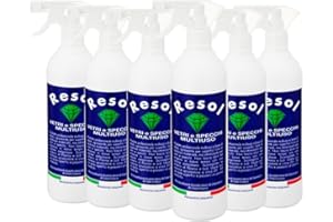 RESOL Multiuso Vetri e Specchi 750ml - Igienizzante professionale per la pulizia di vetri e specchi - Con azione antipolvere - (6 Unità x 0.75 L)