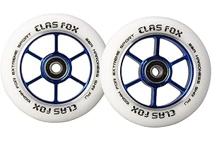 CLAS FOX Pro Stunt Scooter Wheels 100mm One Pair with ABEC-9 Bearings CNC Metal Core(2pcs) (Blue) …