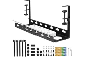 EDENCOMER Kabelkanal Schreibtisch Organizer – 29-55 cm Einziehbarer Kabelwanne Schreibtisch, Cable Management Under Desk Ohne Bohren, Schreibtisch Kabelmanagement Für Büro