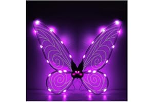 AUNAEYW Fairy Wings Light up Butterfly Wings Halloween Dress Up Costume LED Fairy Wing Sparkle Angel Wings for Adults Kids Cosplay Party Favor (Purple Light Wings)