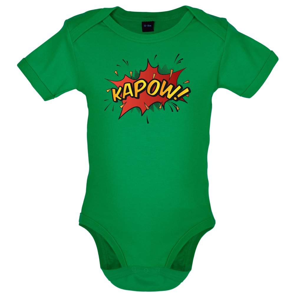 Superheld-Kapow-Lustiger-Baby-Body-Leuchtend-Grn-6-bis-12-Monate