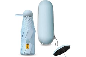 Sykrawki Paraguas Plegable Ultra Compacto para Viaje - Portátil, 8 Costillas Resistente al Viento | Protección UV 99% Impermeable | Unisex para Hombres y Mujeres