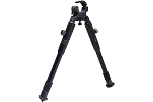TriRock 8"-10" Clamps on Barrel Foldable Adjustable Extendable Bipod Shooting Stand with Tube Clip