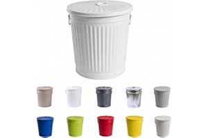Jinfa Pattumiera grande secchio spazzatura in metallo bidone rifiuti commerciali cestino immondizia | Bianco | Ø 42 cm, h 47,5 cm | Capienza 62 litri