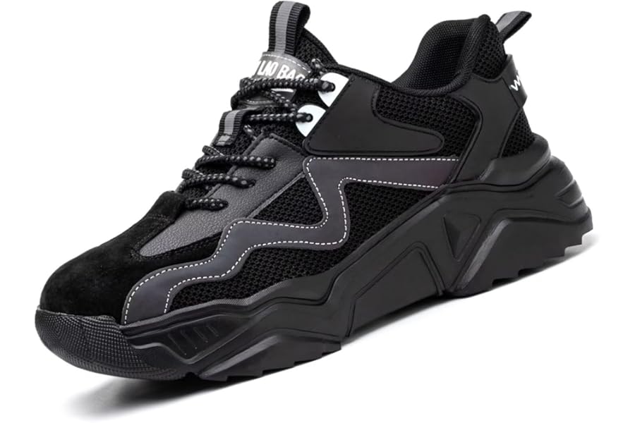 Annvia Safety Shoes for Women Steel Toe Cap Trainers Men Safety Trainers Breathable Anti-Smashing Puncture Proof Non Slip Ladies Work Shoes