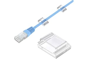 AGPTEK 60 PCS Clips Câbles Adhésifs Réglables, Premium Acrylique Câble Rangement de Fils Electriques, Colliers de Serrage Câble Attache Pour Organiseur Bureau/PC/Chargeur/Lampe/Voiture-Transparent