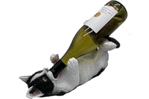 G&H Decor - Adorable 32cm Black and White Cat Wine Bottle Holder Figure - Home Decor Figurine with Amazing Detail - Kitchen Countertop or Tabletop Statue Ornament – Hand Painted Kitten Gift Decanter