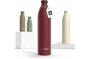 LARS NYSØM Gourde INOX 1500ml | 1.5L Bouteille d’eau isolée | Gourde étanche pour Le Sport, la Bicyclette, Les Enfants (Berry Red, XL 1500ml)