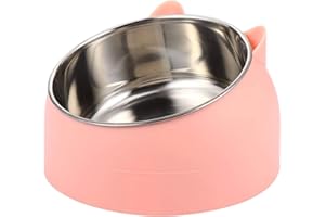 geneic Gamelle en acier inoxydable pour chat - Gamelle à eau pour chat - Multifonction - Pour nourriture et eau - Rose