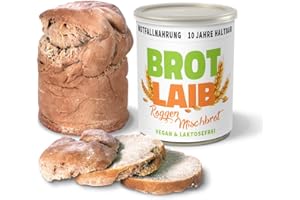 ‎RATION1.DE ration1 abgepacktes Brot in der Dose, Roggen-Mischbrot lange haltbar, 1x 350g Dosenbrot 10 Jahre haltbar, vegan & laktosefrei, für Camping, Festival, Outdoor oder Notfallnahrung Survival Kit