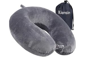 life hall Oreiller de Voyage - Soutien pour Cervical en Mousse à mémoire Forme, Emballage Rapide Compact et léger Luxe Le Camping, Coussin Repos Dormir (Gris), 27x27x12cm