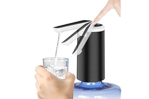 SUPER MUNDO SM Super Mundo 004 Distributeur d'eau Automatique, Pompe à Eau, Pliable, Charge USB, Robinet pour bidons et Bouteilles, 5,7 l, 10 l, 15 l, 20 l, Noir