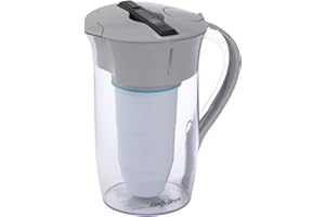 ZeroWater Carafe filtrante d'eau Ronde en 5 étapes 1,9L, certifiée NSF pour la réduction des particules de plomb, les métaux lourds et les SPFO/APFO, Blanc et Bleu